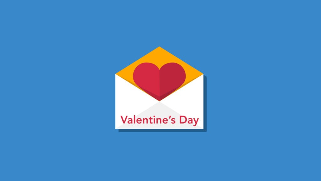 Valentine's day email with heart emerging from an envelope