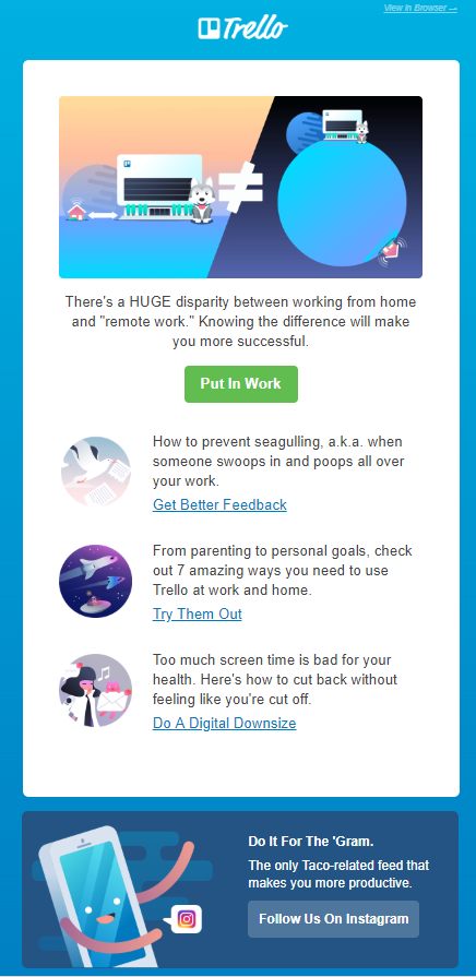 Trello July 2018 email design inspiration