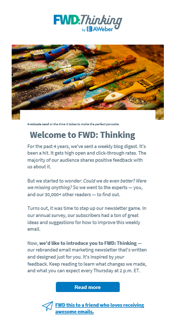 AWeber FWD: Thinking Launch Email