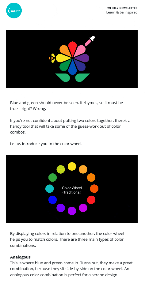Canva animated color wheel email