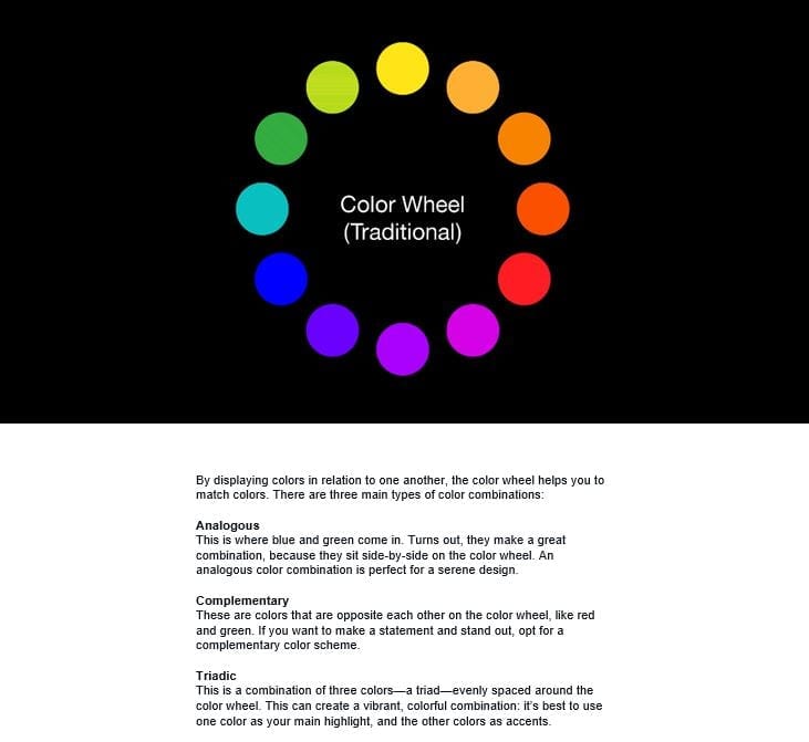 Canva static color wheel email