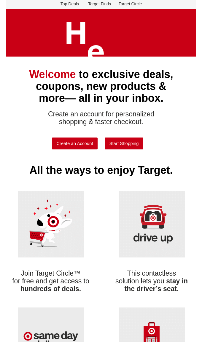 Target welcome email screenshot