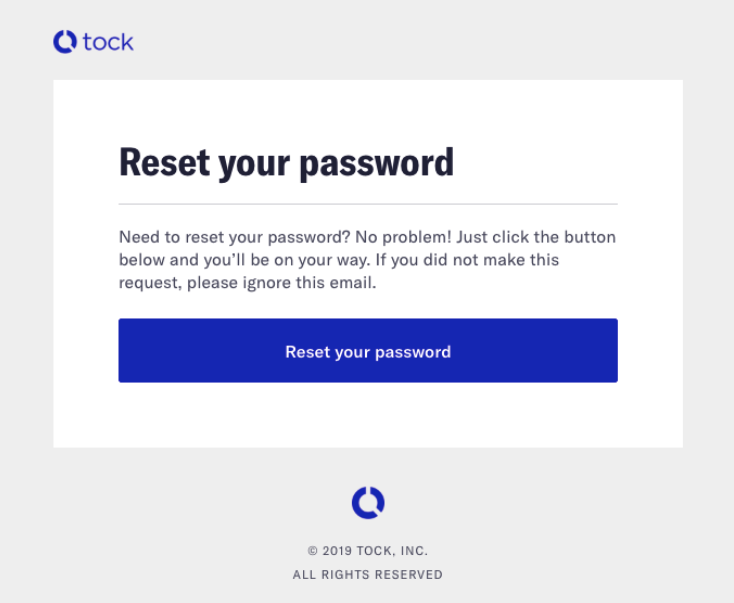 Tock password reset email design