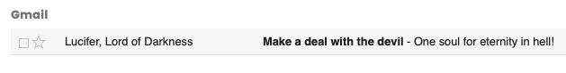 Subject line from Satan for A/B testing