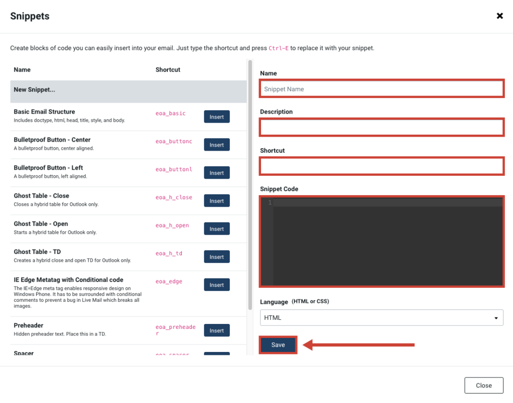 How to Add and Use HTML Snippets in Email Editor - Email On Acid